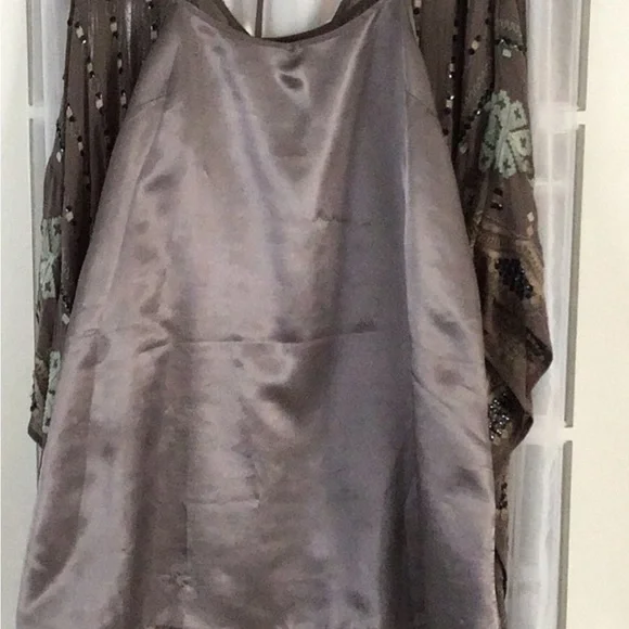 Free People Dress size S/M. Shear with underslip. Taupe. Gorgeous Embroi… - Picture 6 of 9